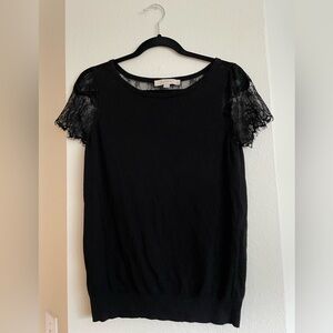 LOFT Black Lace Detail Top